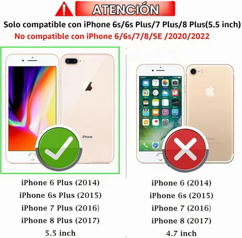 Vista 2 de Funda para iPhone 8 Plus, para iPhone 7/6 Plus, con cubierta deslizante para cámara + protector de pantalla HD, soporte de anillo giratorio de grado