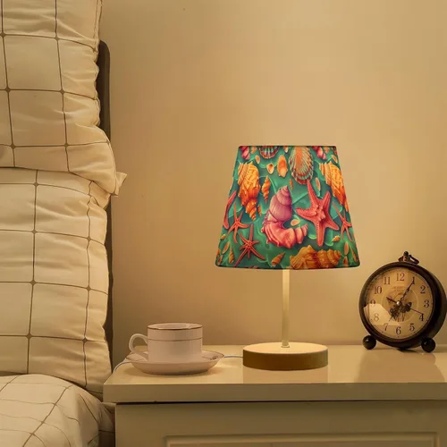 Vista 7 de ODAWA Desk Lamp Dimmable Vintage Seashell Blue Bedroom Lamps with USB Ports Table Lamps for Bedroom