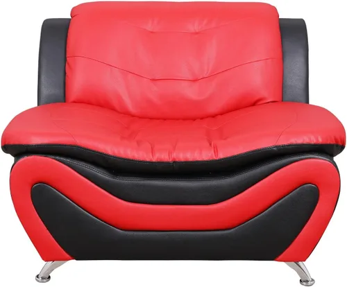 Vista 8 de Beverly Fine Furniture Aldo (3 piezas) Moderno juego de sofás, negro/rojo