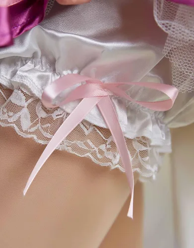 Vista 6 de Miccostumes Disfraz de anime para mujeres y niñas conjunto de vestido de sirvienta con accesorios