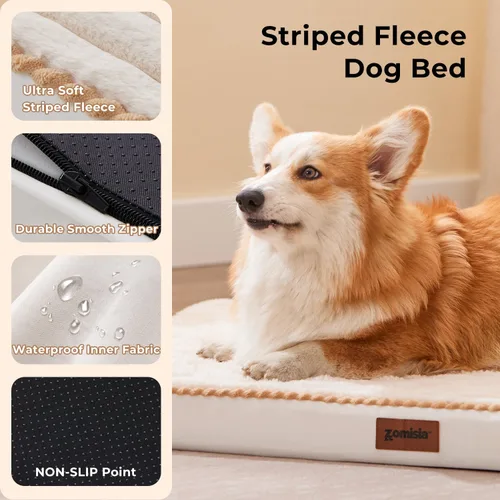 Vista 2 de ZOMISIA Cama Ortopédica para Perrera para Perros de Tamaño Grande - Cama Impermeable para Cachorros para Perrera de 36 Pulgadas con Funda de Pana