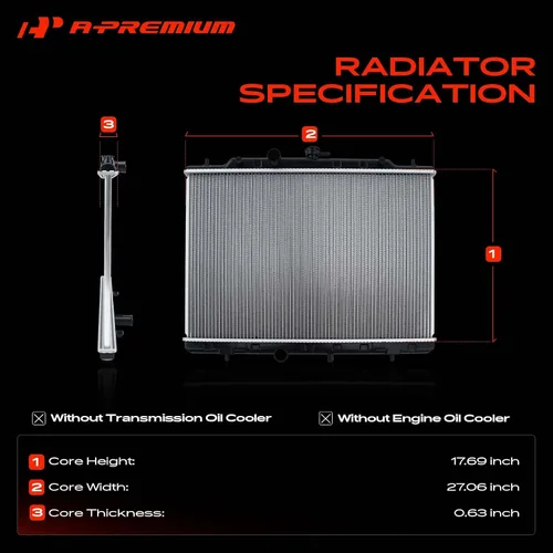 Vista 3 de A-Premium Conjunto de radiador de refrigerante del motor compatible con Nissan Rogue 2008-2013, Rogue Select 2014-2015, X-Trail 2013, L4 2.5L