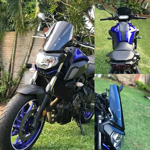 Vista 4 de GLoyer Motorcycle Windshield Compatible with Yamaha MT-07 FZ-07 MT07 FZ07 2018 2019 2020 Motorycle Windshield WindScreen Double Bubble Wind Screen