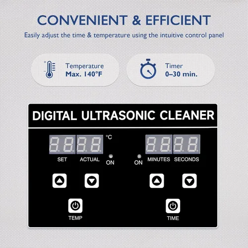 Vista 6 de Máquina de Limpieza Ultrasónica Profesional CREWORKS, Máquina Ultrasónica con Calentador y Temporizador, Limpiador Ultrasónico Digital para Joyas