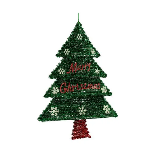 Vista 2 de Árbol de Navidad Krist+ Rojo Verde Plateado Plata Polipropileno PET Plástico 44 x 58,8 x 7 cm Árbol de Navidad
