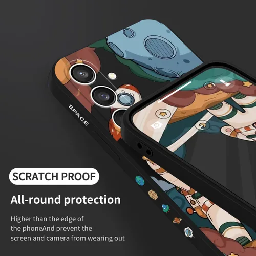 Vista 7 de LEECG Funda para Galaxy S23 FE, diseño creativo de impresión lateral de astronauta para Samsung S23 FE 5G, funda protectora resistente de silicona