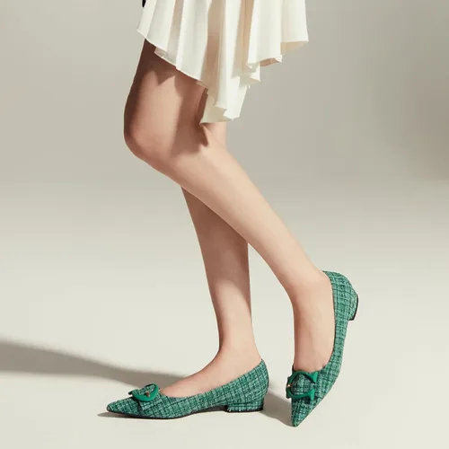 Vista 5 de C.Paravano Zapatos planos de trabajo cómodos de cuero con punta puntiaguda para mujer