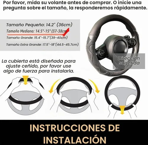 Vista 6 de PINCTROT - Funda de volante de agarre cómodo, diseño antideslizante, universal, 14.5-15 pulgadas (silicona negra)
