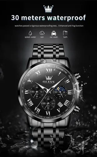 Vista 9 de OLEVS Mens Watches Luxury Big Face Waterproof Stainless Steel Analog Quartz Multifunctional Luminous Date Two Tone Fashion Dress Wrist Watches for