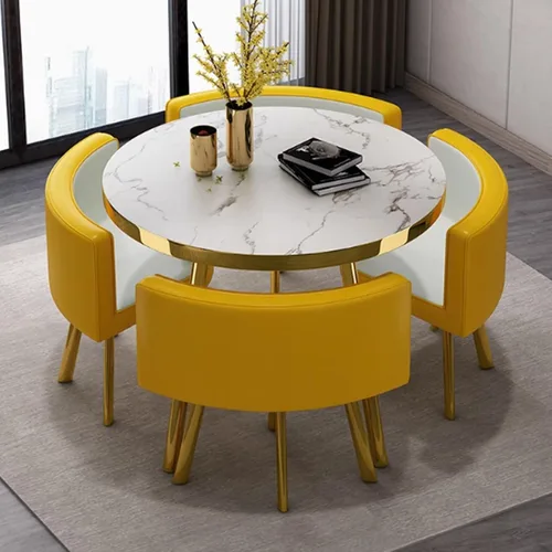 Vista 13 de YVYKFZD Round Conference Table, Office Reception Room Club Table, Coffee Kitchen Dining Table Set with Metal Legs, Business Conference Room Table 2