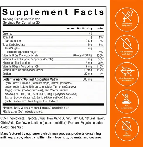 Vista 7 de Force Factor Better - Suplemento de apoyo para articulaciones de cúrcuma para una salud extra fuerte, con curcumina de cúrcuma HydroCurc