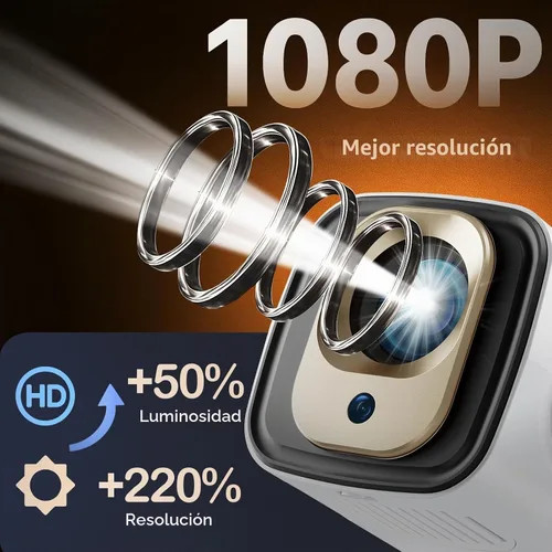Vista 3 de WOOPKER Mini proyector HY260 Pro actualizado con WiFi y Bluetooth 5.4, enfoque automático/Keystone, soporte nativo 1080P para 4K, control remoto Air