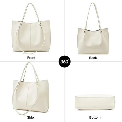 Vista 3 de FOXLOVER Bolsos de hombro de cuero genuino para mujer de gran capacidad con asa superior con 2 maneras