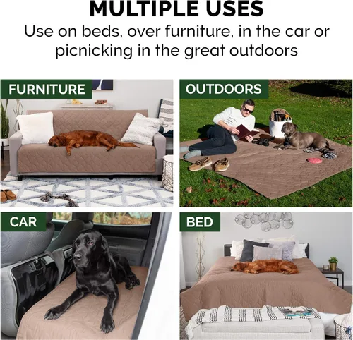 Vista 11 de Furhaven Funda Protectora de Colchón Impermeable y Antideslizante Tamaño Queen para Perros y Gatos, Lavable, Para Camas, Sofás y Asientos