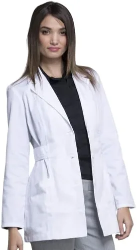 Vista 6 de Cherokee Abrigo de laboratorio de sarga de 30 pulgadas, abrigo de consulta, abrigos de laboratorio blancos para mujer 2316