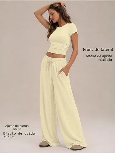 Vista 3 de Trendy Queen Conjunto de descanso de verano de 2 piezas a juego con Amarillo cremoso