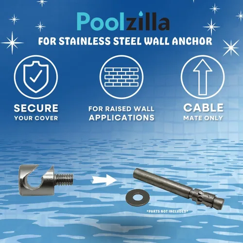 Vista 5 de Poolzilla Paquete de 5 tornillos de pared de acero inoxidable de 3 pulgadas para cubierta de seguridad de piscina, instala fácilmente la cubierta