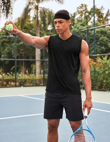Vista 3 de COOFANDY Camiseta sin mangas para hombre, paquete de 3 camisetas sin mangas para gimnasio, cuello en V, culturismo, musculación