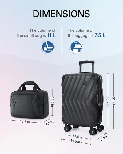 Vista 5 de BAGSMART Equipaje de viaje para equipaje de mano, Negro -, Cerradura Tsa