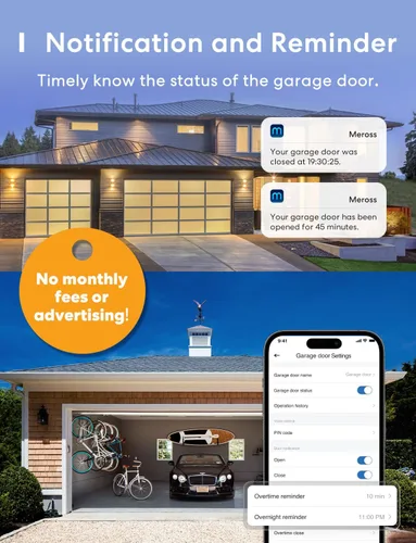 Vista 7 de Meross Control remoto inteligente para abrir puerta de garaje con antena externa, hasta 3 puertas individuales, compatible con Apple HomeKit, Amazon