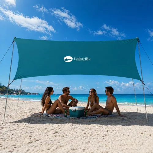 Vista 11 de EasierHike Tienda de campaña para playa, 7 × 7.15 pies, toldo de playa portátil fácil de desplegar, refugio de protección solar UPF50+, resistente