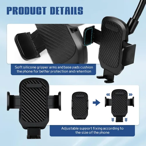 Vista 5 de wuyaoyao Soporte de teléfono para automóvil, soporte de brazo largo para salpicadero, parabrisas de automóvil, soporte para teléfono celular