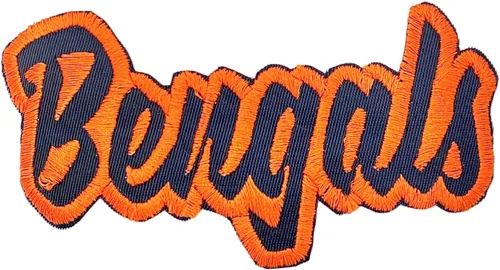 Vista 8 de Bengals, espíritu escolar, bordado, parche para planchar (sarga negra/contorno naranja)
