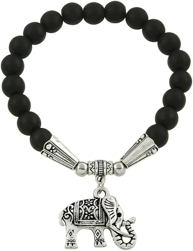 Vista 19 de Falari brazalete de piedras naturales de amuleto de elefante