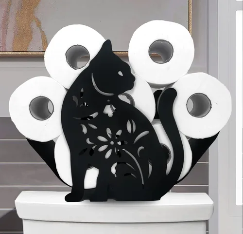 Vista 20 de Black Bear - Soporte de papel higiénico de metal, divertido soporte de papel de animales para baños, organizador independiente con capacidad para 8