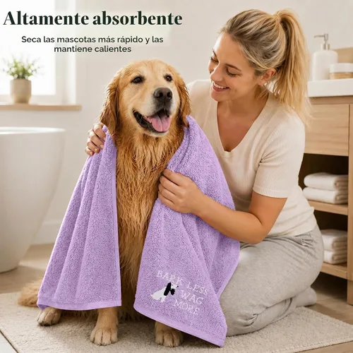 Vista 8 de DAN RIVER Toallas para perros y gatos para secar perros y gatos, 100% Crocus Petal