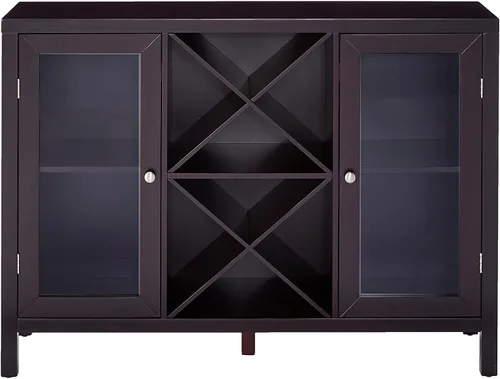 Vista 4 de Aparador con estantería para vinos, Kings Brand. Mesa tabla lateral con almacenamiento, Espresso
