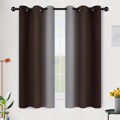 Vista 182 de SimpleHome Cortinas degradadas degradadas para oscurecer la habitación de 36 pulgadas de largo para dormitorio, con ojales y bloqueo de luz Negro