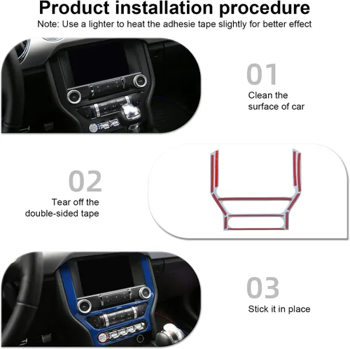 Vista 5 de CheroCar para Ford Mustang - Cubierta de panel de pantalla de navegación para consola central, Marco de decoración interior, Compatible con Ford