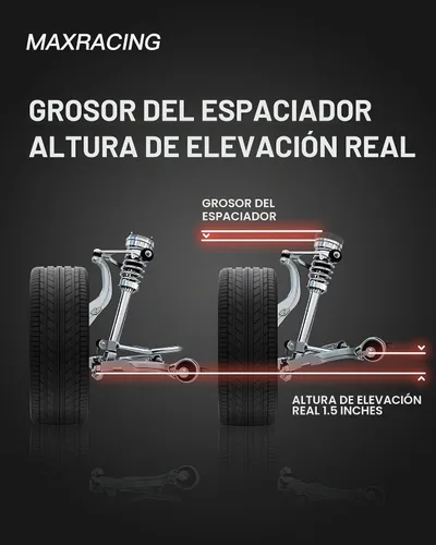 Vista 5 de MAXRACING - Kit de nivelación frontal de 1.5 pulgadas, espaciadores de elevación de puntales, para tracción de 2 y 4 llantas