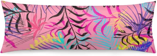 Vista 8 de Funda de almohada corporal de hojas de Monstera tropicales de 20 x 54 pulgadas, funda de almohada personalizada con hojas de palma de selva