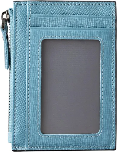 Vista 16 de Cartera delgada para mujeres de piel pequeña con bloqueo RFID, tarjetero minimalista con bolsas para monedas y fundas, Negro, Moderno