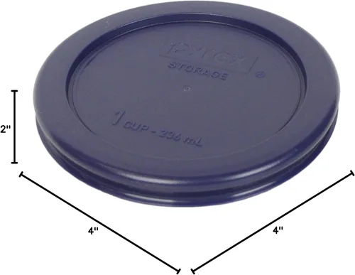 Vista 6 de Pyrex 7202 Cuencos de vidrio de 1 taza y tapas azul oscuro