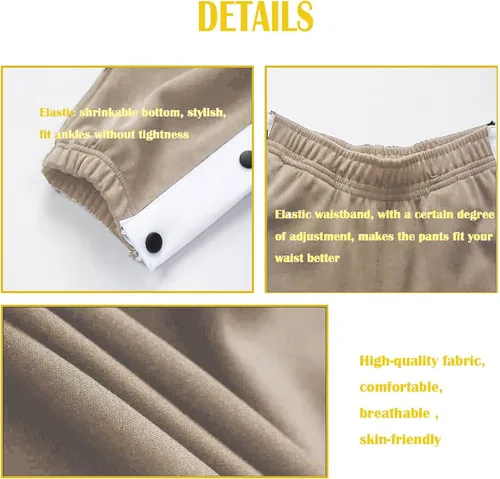 Vista 6 de Pantalones de baloncesto para hombre, pantalones de atletismo con abertura lateral con cierre a presión, pantalones de cintura desgarrable