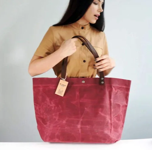 Vista 9 de WUDON Bolsa de viaje de lona encerada, bolsa de hombro extra grande para mujer