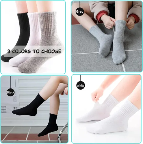 Vista 6 de Tsmollyu Calcetines deportivos de algodón acolchados para niños, 12 pares de calcetines deportivos para niños grandes de 2 a 8 años
