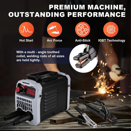 Vista 4 de BetyBedy Mini soldador de palo, máquina de soldadura portátil, máquina de soldadura MMA-300Amp de 110 V con arranque en caliente, fuerza de arco