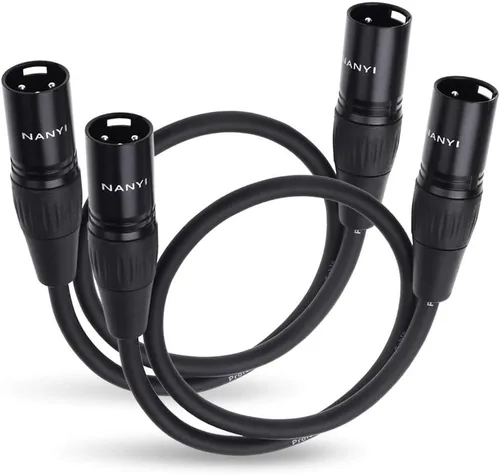 Vista 11 de NANYI XLR cable de micrófono macho a macho, cable de conexión de 3 pines, 1.6 pies 3-pin XLR male to male patch cable; 1.6ft; 25AWG OFC; copper