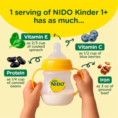 Vista 7 de Nido NESTLE Kinder 1+ - Bebida de leche en polvo, recipiente de 1.76 libras