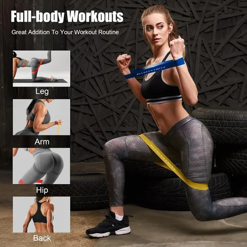 Vista 6 de Bandas de resistencia de látex mini bucle para entrenar piernas, versión de 2.4 in de ancho Elastic Stretch Bands For Exercise Loop Bands, Rubber