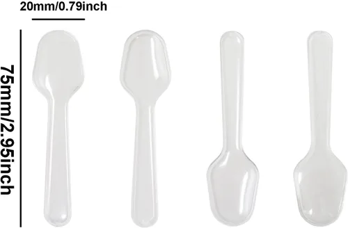 Vista 2 de Honbay 200 cucharas desechables de degustación, pequeñas cucharas de muestreo de plástico, mini cucharas de helado de alimentos transparentes