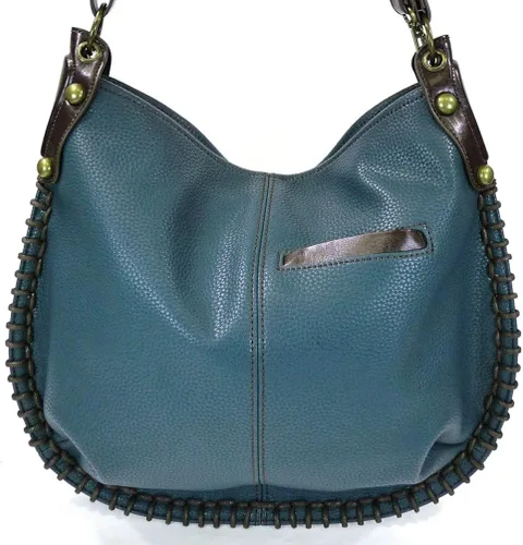 Vista 4 de Chala Bolsos de mano estilo casual suave con hombro grande o bolso cruzado con llavero color azul marino Búho