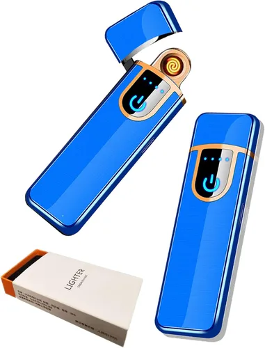Vista 10 de Encendedor electrónico recargable por USB, mini pantalla táctil creativa, pantalla LED, resistente al viento, sin llama con cable de carga, silencio