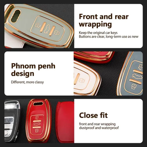 Vista 4 de Para Volvo XC90 XC60 XC40 S60 S90 V90 V60 Funda para llavero de coche TPU Smart Key Case Funda de protección Shell Accesorios (Tipo A) Negro