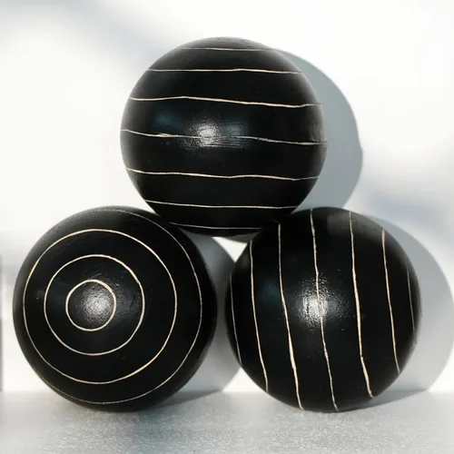 Vista 6 de Juego de 6 orbes decorativos para cuencos y jarrones, patrón circular, bolas redondas de resina para sala, comedor, mesa de café, centro de mesa
