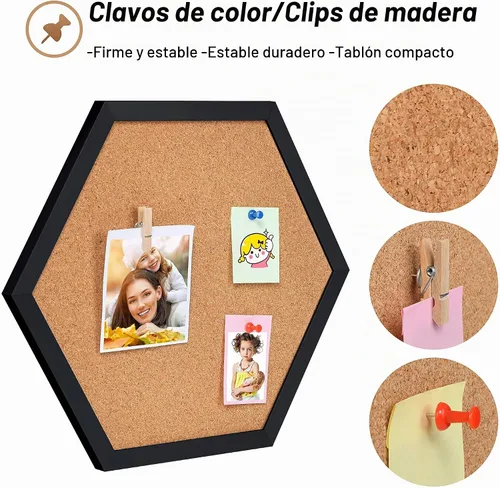 Vista 2 de Facilife Paquete de 4 tableros de corcho, corchos para pared, pequeñas decoraciones de tablero de corcho, tableros de corcho para paredes con marco